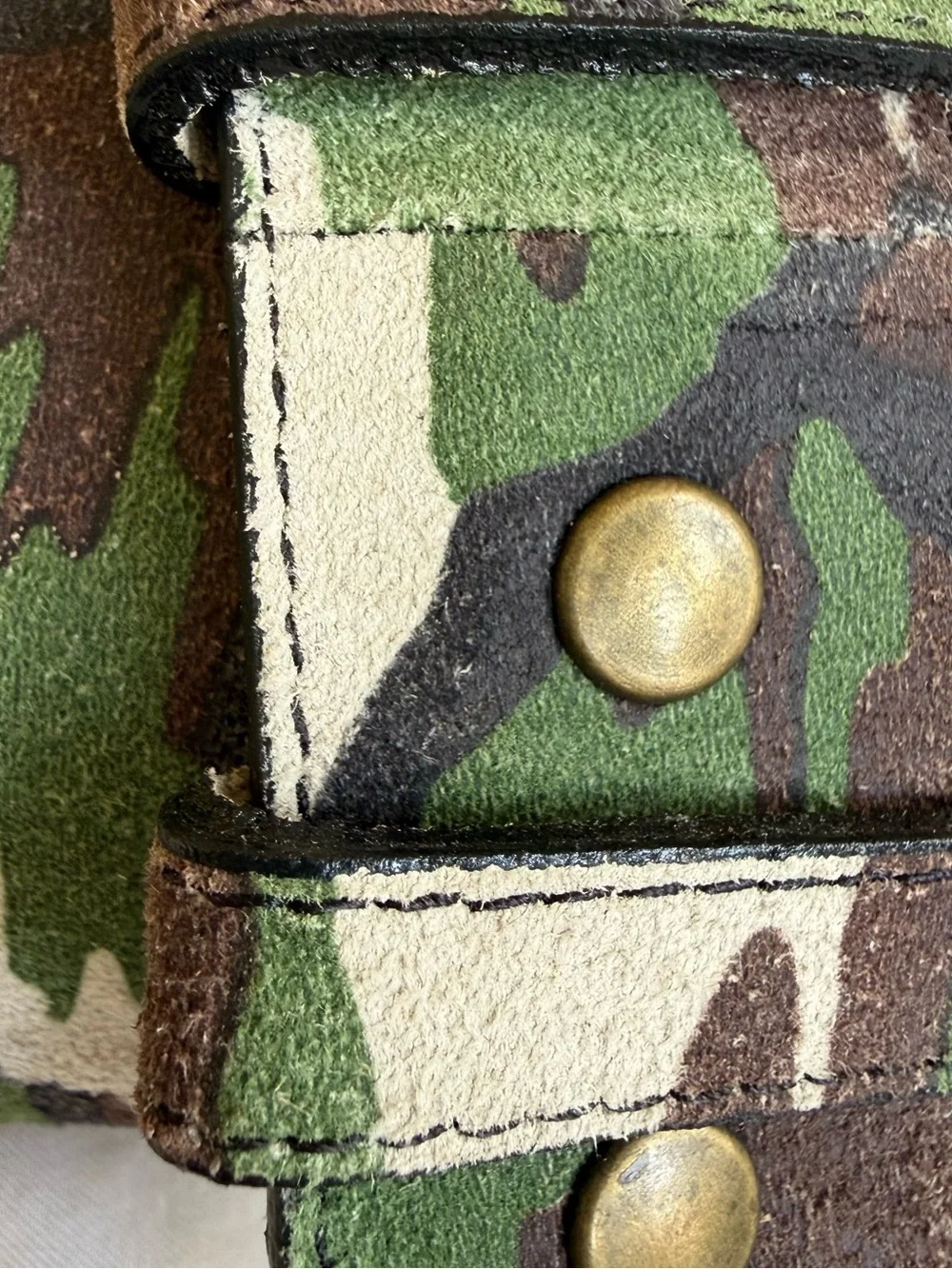 Will Leather Goods Camouflage Green Brown & Tan Leather Men’s Belt Size 36 - Picture 4 of 13
